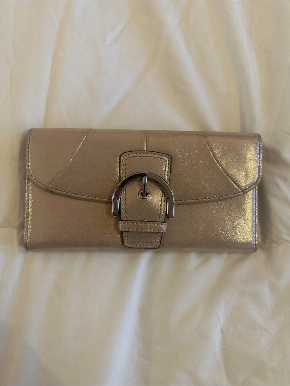 Coach Metallic Gold Wallet with Buckle